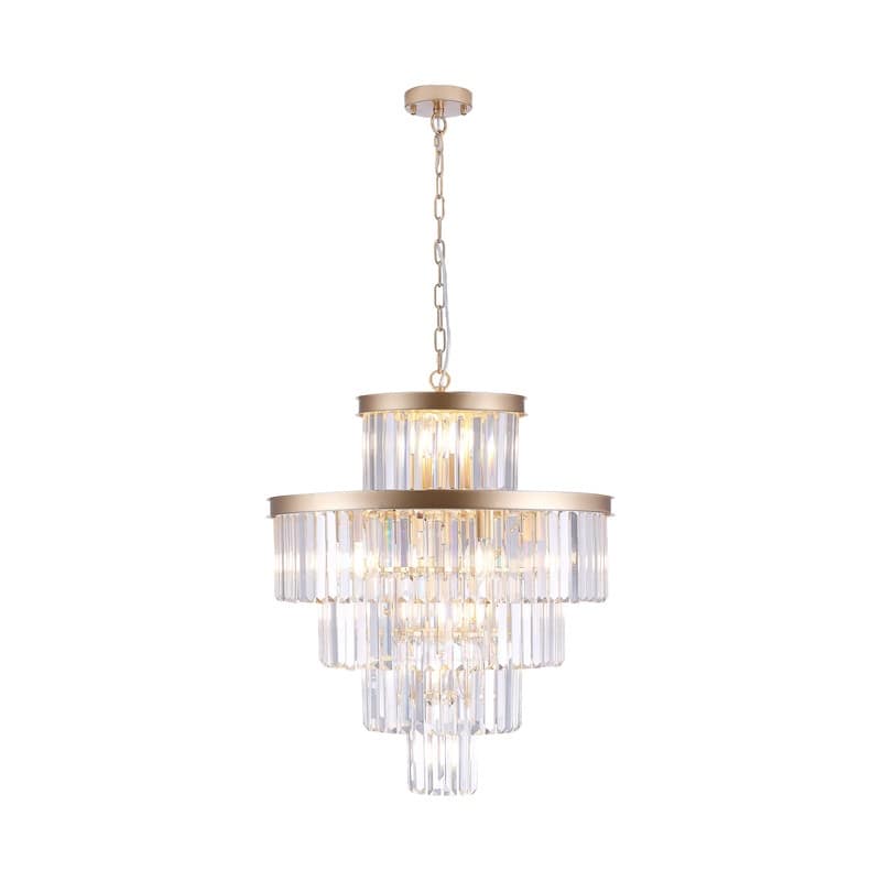 23.6-Inch Gold Crystal Chandelier - Modern Luxury Hanging Pendant Light Fixture for Dining Room, Bedroom or Living Room