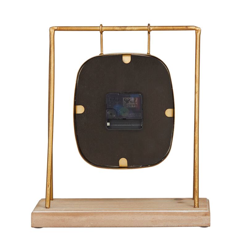 Gold Wood Pendulum Decorative Clock with Wood Base - 10 x 5 x 11