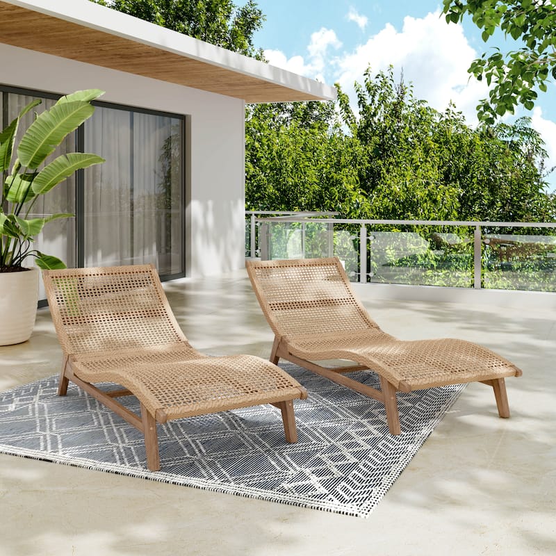 Christopher Knight Home - Amalfi Outdoor Chaise Lounge Acacia Wood Wicker Woven