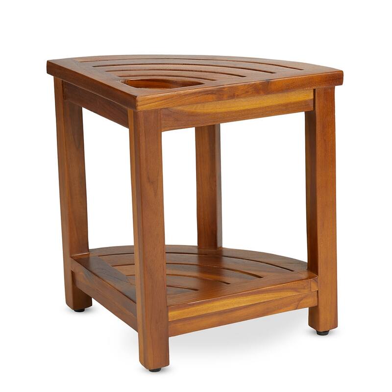 TeakCraft The LOKI, Teak Corner Bench With Basket