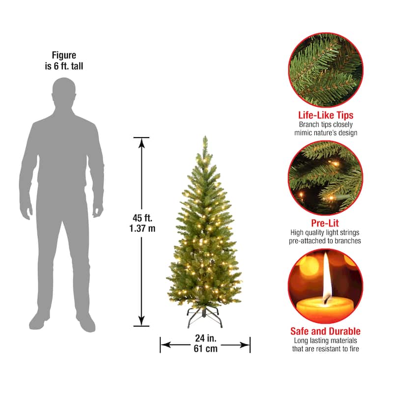 National Tree Company 3 ft. Kingswood Fir Pencil Tree with Clear Lights