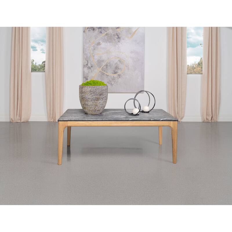 Polaris Rectangular SmartTop Coffee Table Grey and Light Oak