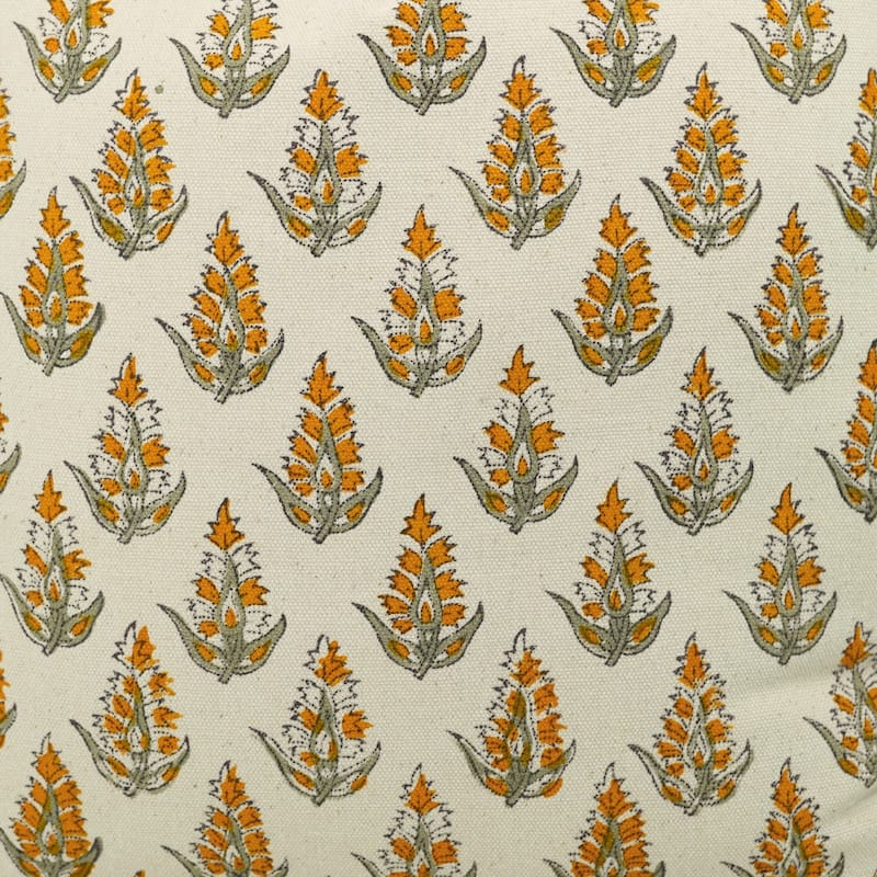 Fabdivine Hand Block Print Pillowcase in Cotton for Hotel Floral Cushion Cover Farmhouse Throw Décor, Coastal Tulip