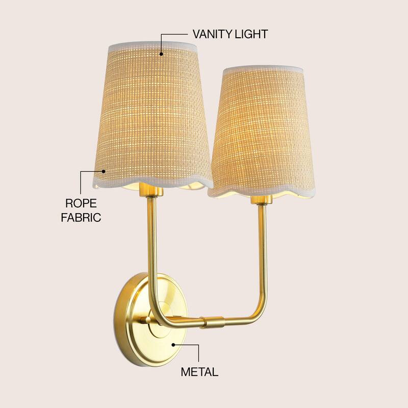 Lila Scalloped Fabric Shade/Metal LED Vanity Light