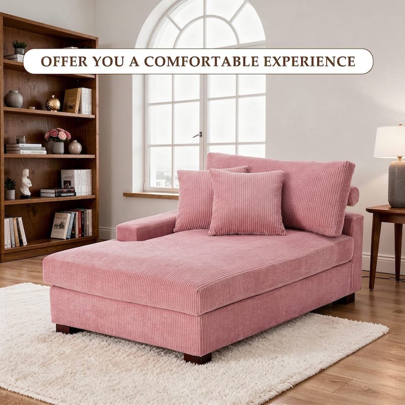 Corduroy Chaise Lounge Chair Upholstered Indoor Lounger Sofa