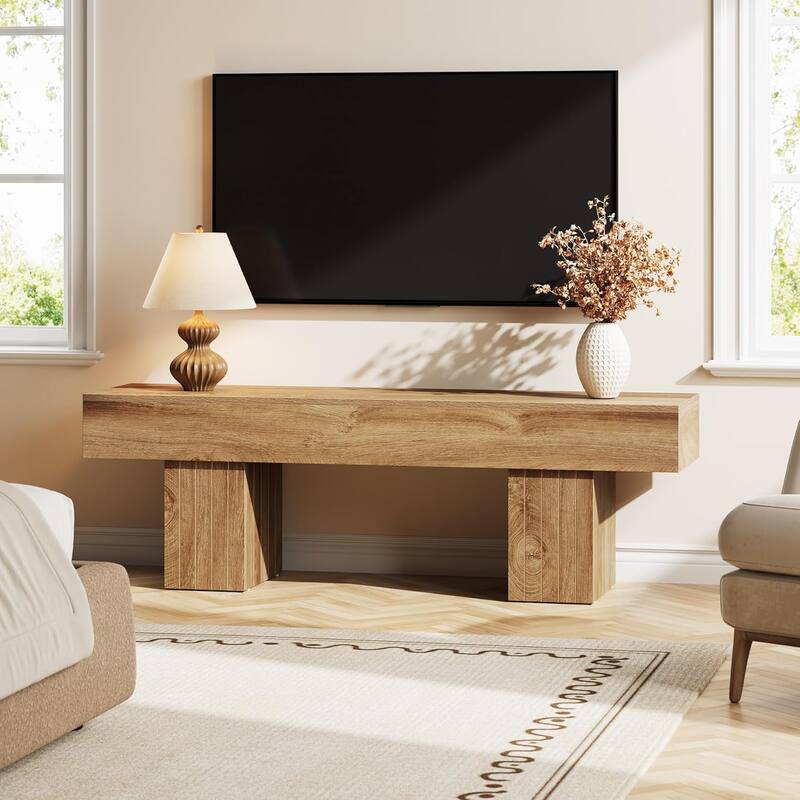 55" Farmhouse Entertainment Center TV Stand for TVs up to 65 Inch - 17.7" H × 55.11" W × 13.7" D