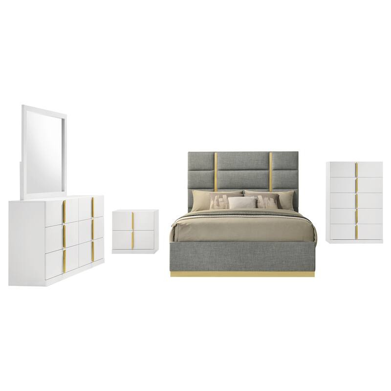 Ines Bedroom Set Grey and White High Gloss