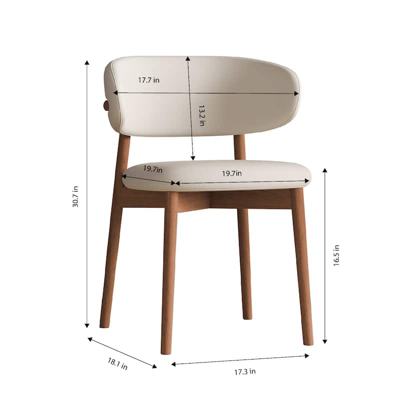 Modern Dining Chairs Set of 2, Faux Leather Kitchen Side Chairs with Wooden Legs, Upholstered Accent Chairs for Dining Room