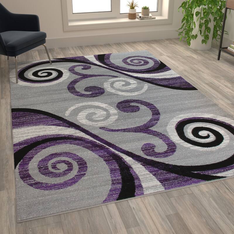 Modern Distressed Swirl Abstract Style Indoor Area Rug