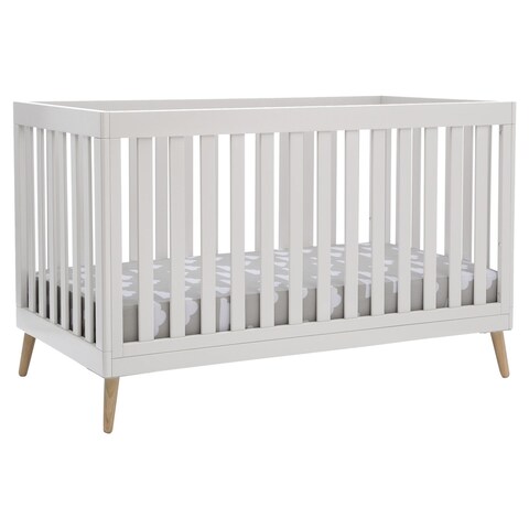 Essex 4-in-1 Convertible Baby Crib, Bianca White/Natural Legs