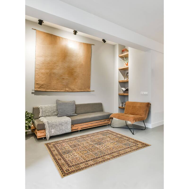 ECARPETGALLERY Hand-knotted Royal Sarough Cream Wool Rug - 5'5 x 7'10