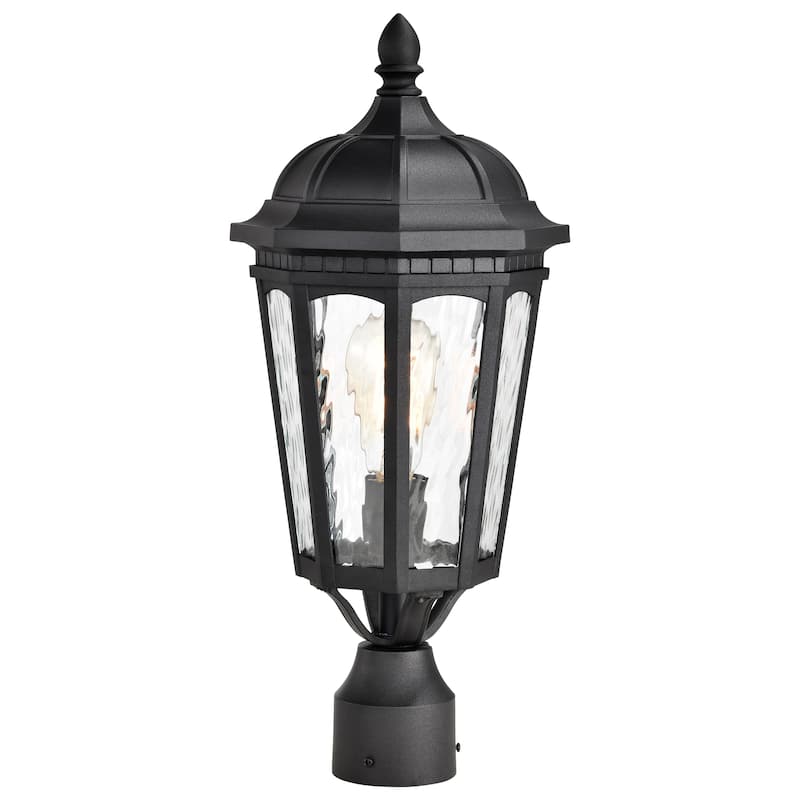 East River Outdoor Post Light Pole Lantern 1 Light Matte Black Finish Clear Water Glass - Matte Black