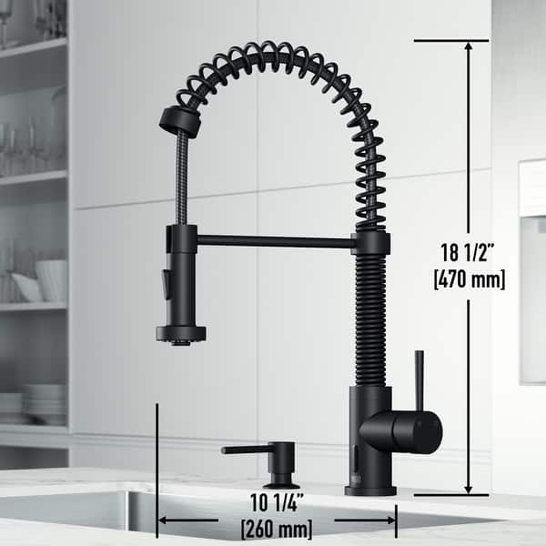 dimension image slide 13 of 16, VIGO Edison 19" H Single Handle Pull-Down Sprayer Kitchen Faucet Set with Touchless Sensor