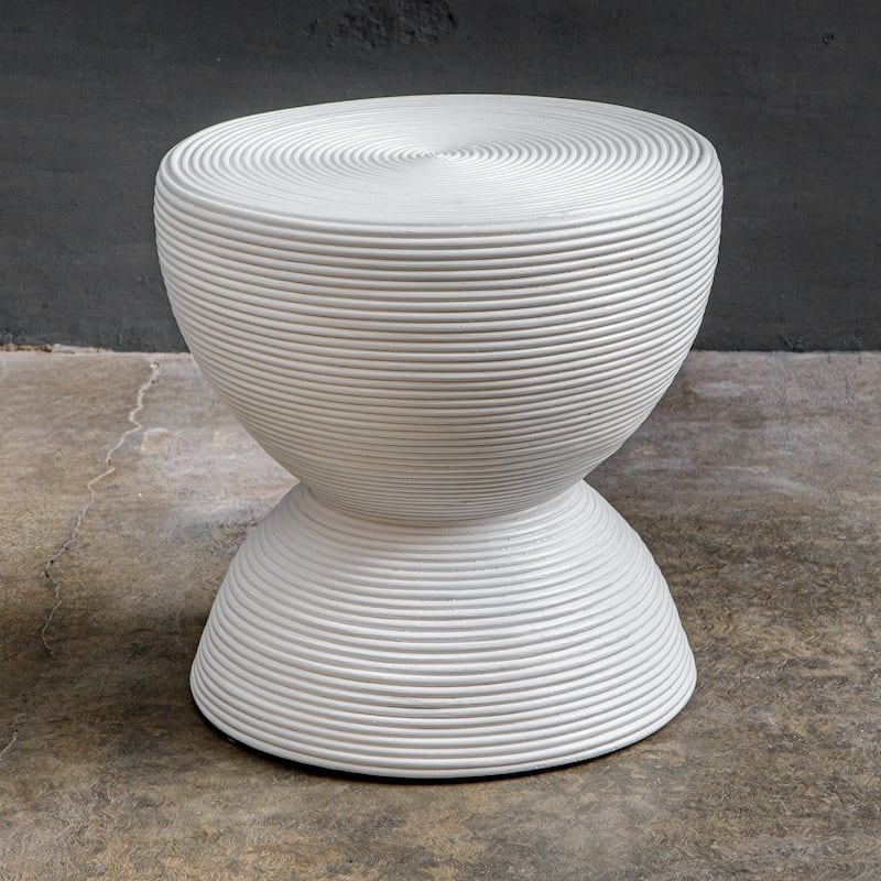Uttermost Bongo White Rattan Side Table - 21.75"W x 22"H x 21.75"D