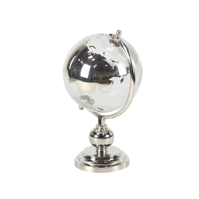 Aluminum Metal Globe with Tiered Base - Copper, Gold or Silver - Roche River Decor
