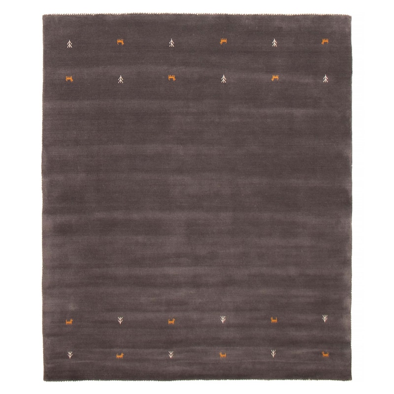 Kashkuli Gabbeh Grey Rug 6'7" x 9'7" - 6'7 x 9'7 - Dark Grey - 6'7 x 9'7