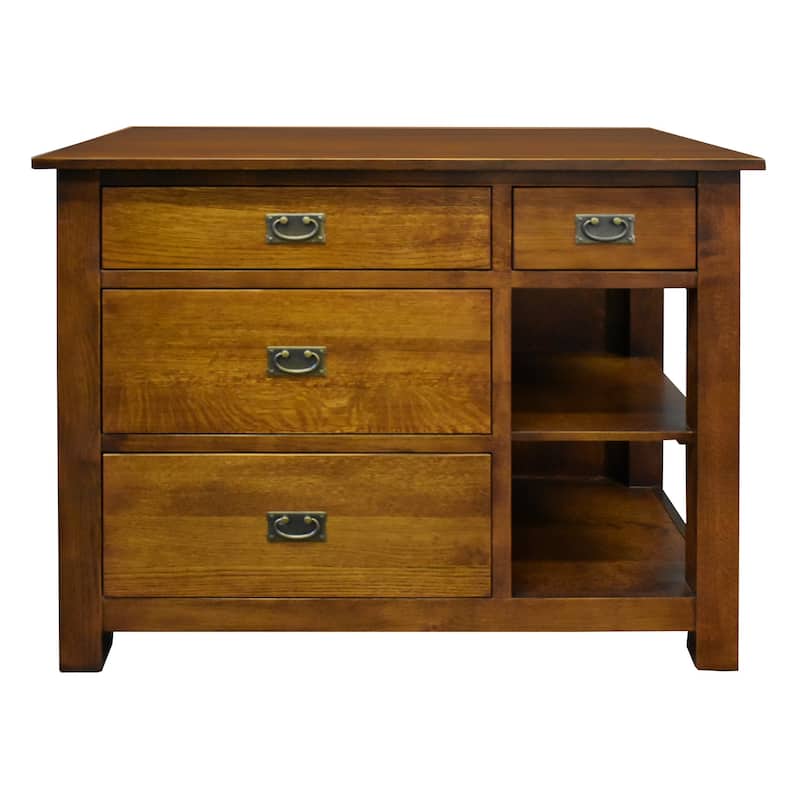 Mission 4 Drawer Oak Kitchen Island 45" wide