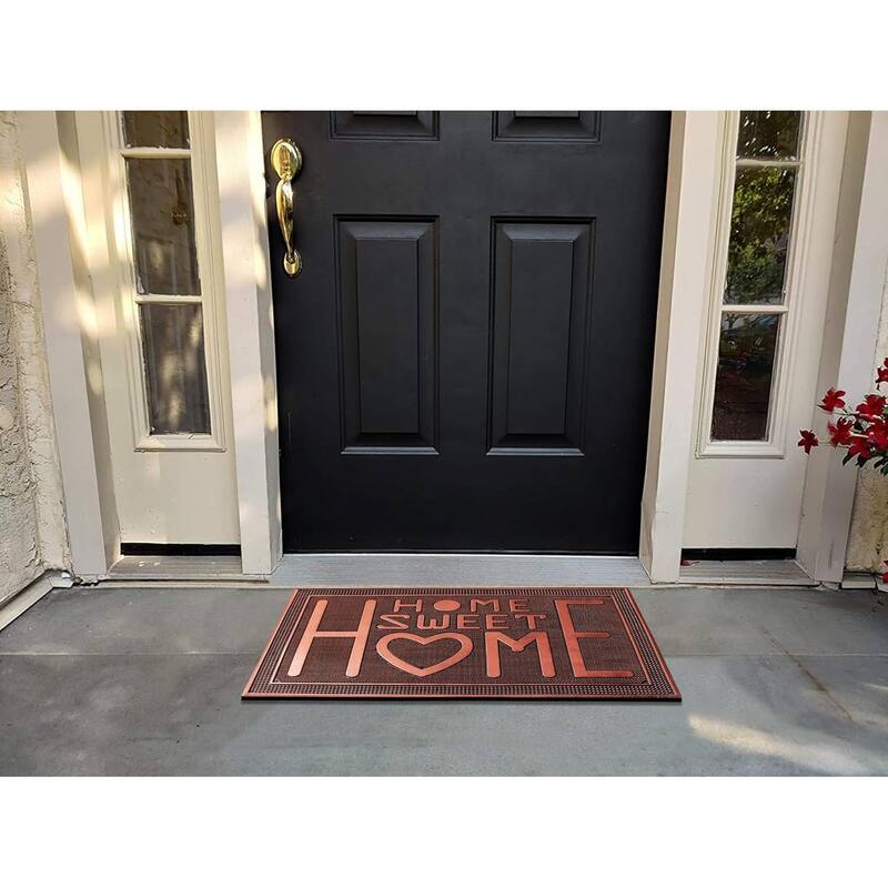 A1HC Home Sweet Home Rubber Pin Mat Heavy Duty Doormat, Copper - 24"x39"