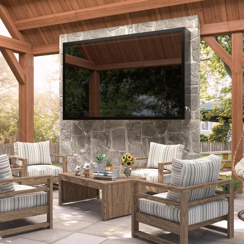 VEIKOUS 43" Outdoor TV Enclosure Weatherproof, Full Motion TV Bracket, All-Weather Protection