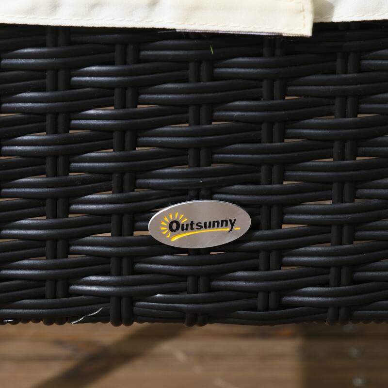 Outsunny 4 PE Rattan Outdoor Dining Chairs with Cushions, Patio Wicker Dining Chairs with Backrests for Porch, Deck