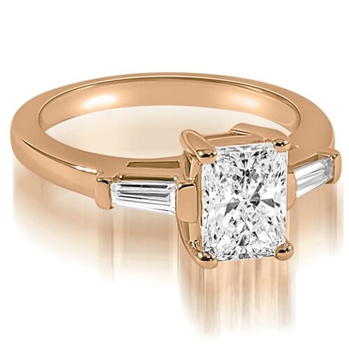 0.75 cttw. 14K Rose Gold Emerald Baguette Three Stone Diamond Engagement Ring