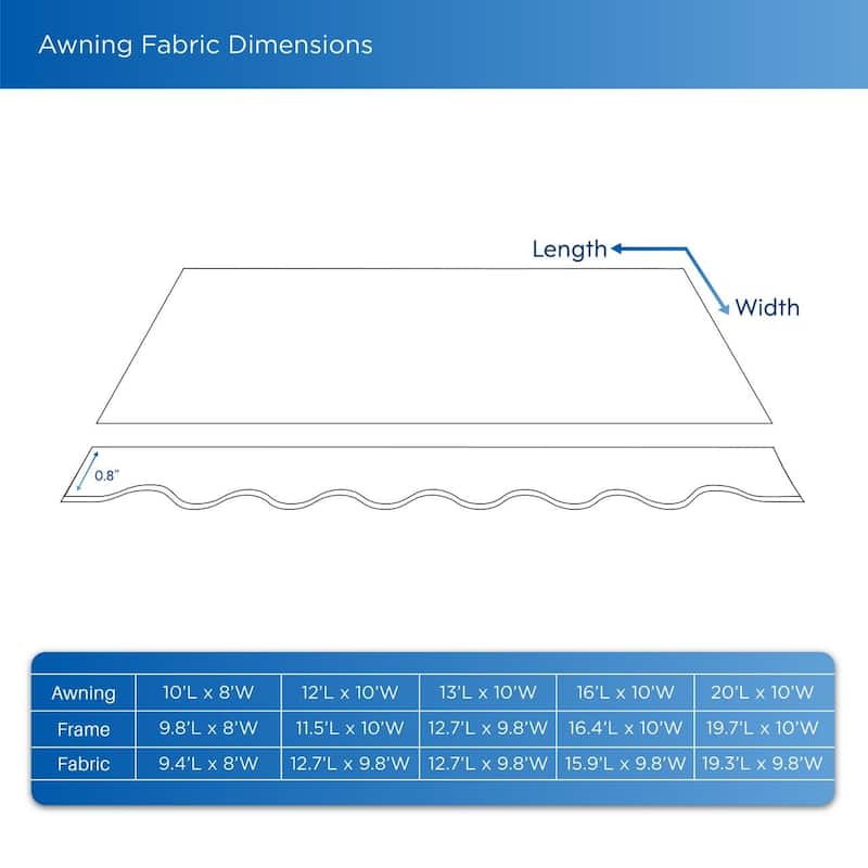 ALEKO Replacement Fabric for Patio Retractable 16x10 ft Awning Grey/White