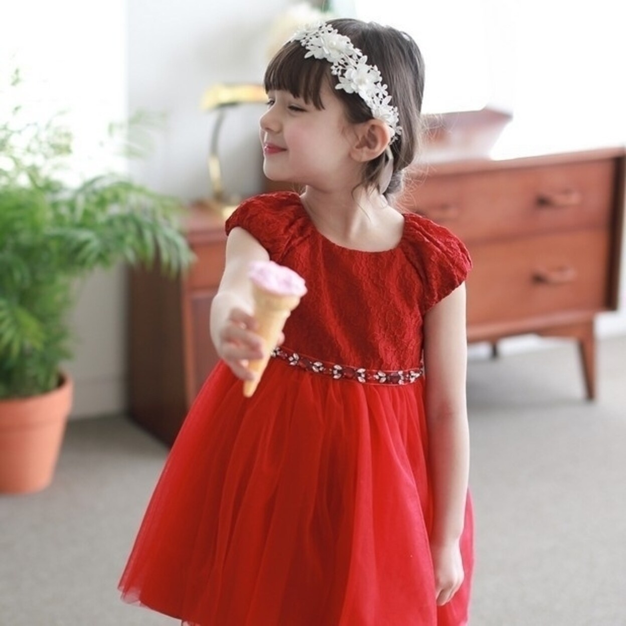 red kids gown