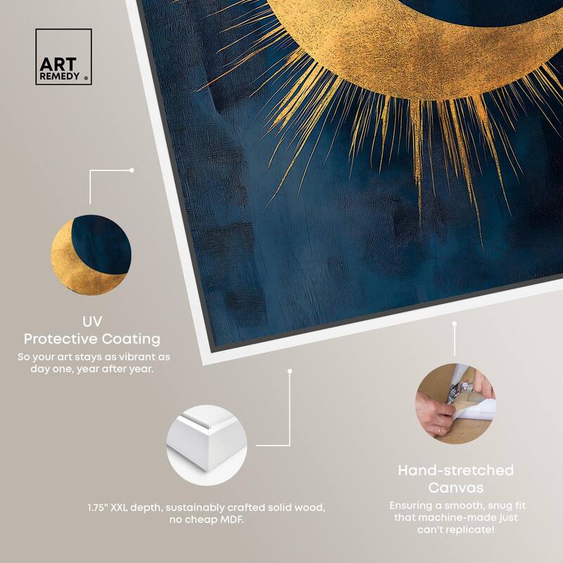 Gold Moon on Indigo Canvas by Art Remedy