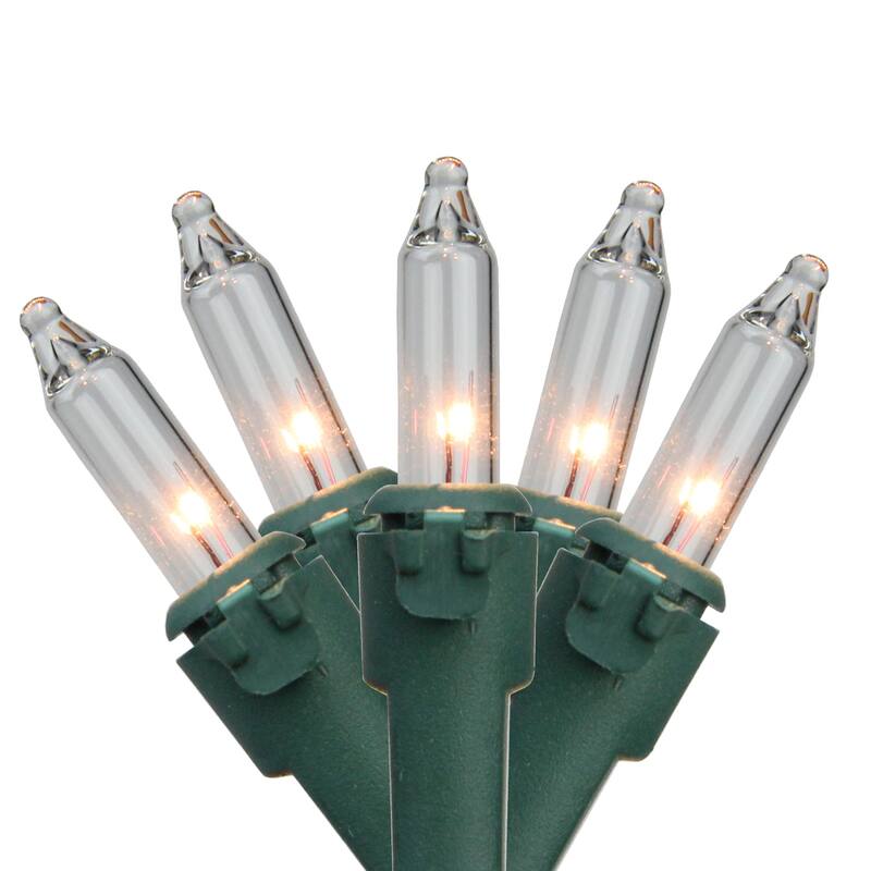 20-Count Clear Mini Christmas Light Set 4ft Green Wire - 4'