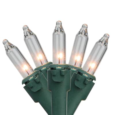 20-Count Clear Mini Christmas Light Set 4ft Green Wire - 4'