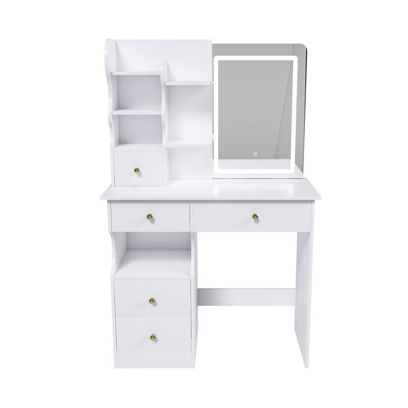 5-Drawer Dressing Table Movable and Hidden Mirror