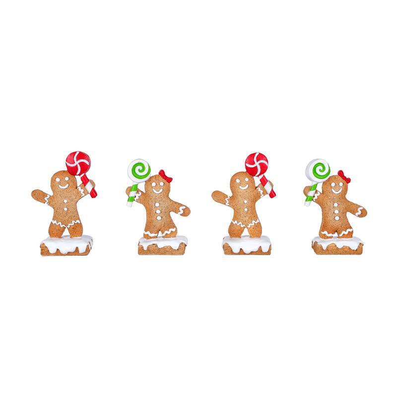 National Tree Company Four Piece First Traditions Gingerbread Cookie Card Holders - 3 in