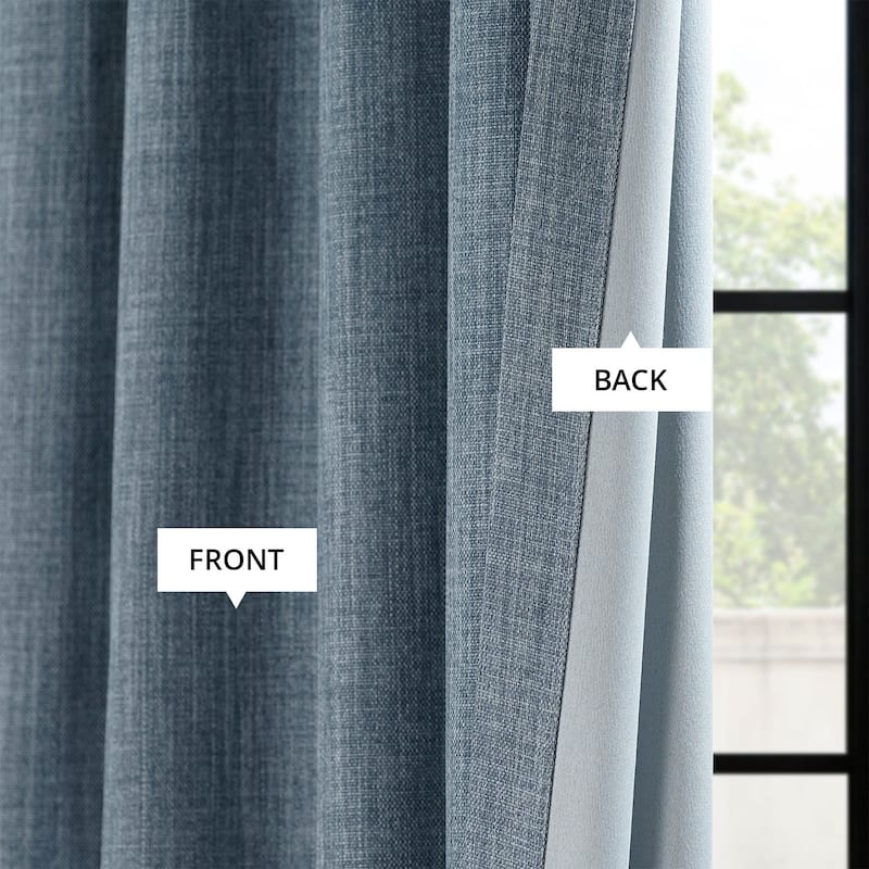 Exclusive Fabrics Textured Faux Linen Extra Wide Room Darkening Curtains for Bedroom & Living Room Curtains (1 Panel)