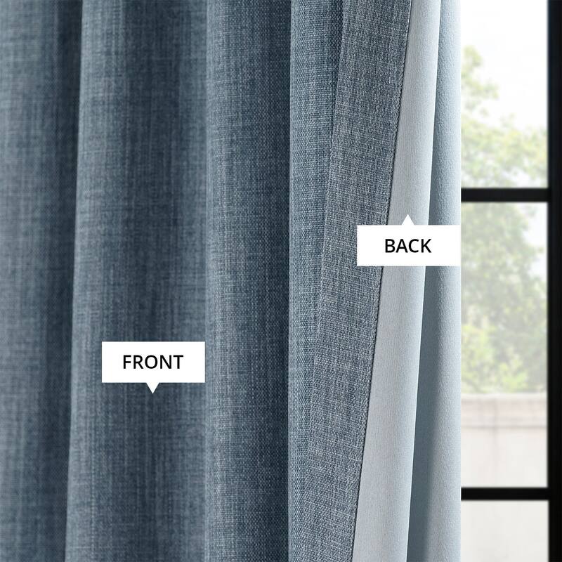 Exclusive Fabrics Textured Faux Linen Room Darkening Curtains for Bedroom & Living Room Curtains (1 Panel)