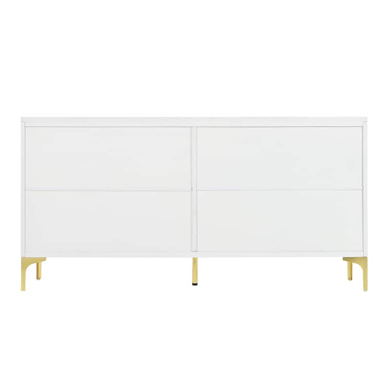 4 Door Sideboard Cabinet with Unique Texture, Buffet Cabinet with Adjustable Shelves, Storage Cabinet with Metal Legs