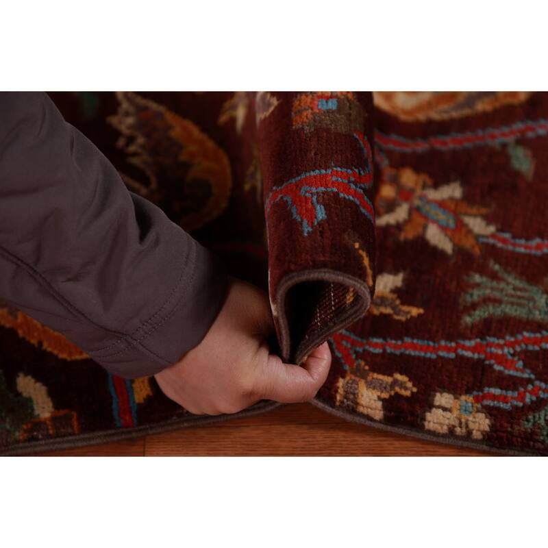 Animals Design Red Ziegler Oriental Foyer Rug Hand-Knotted Wool Carpet - 2'0"x 3'0"