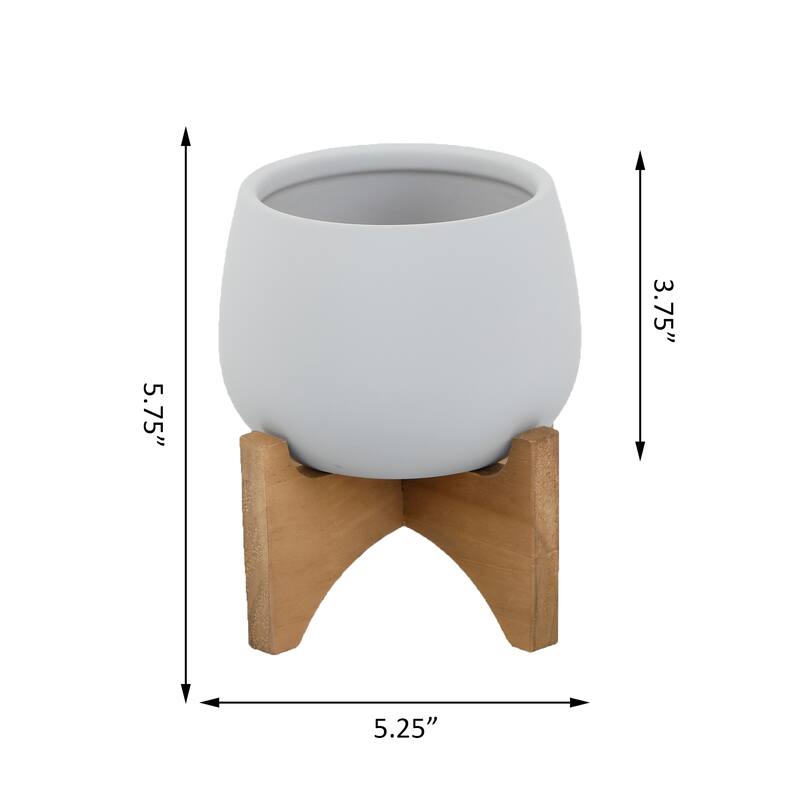 4.8" Soft-Touch Round Ceramic W/ Wood Stand