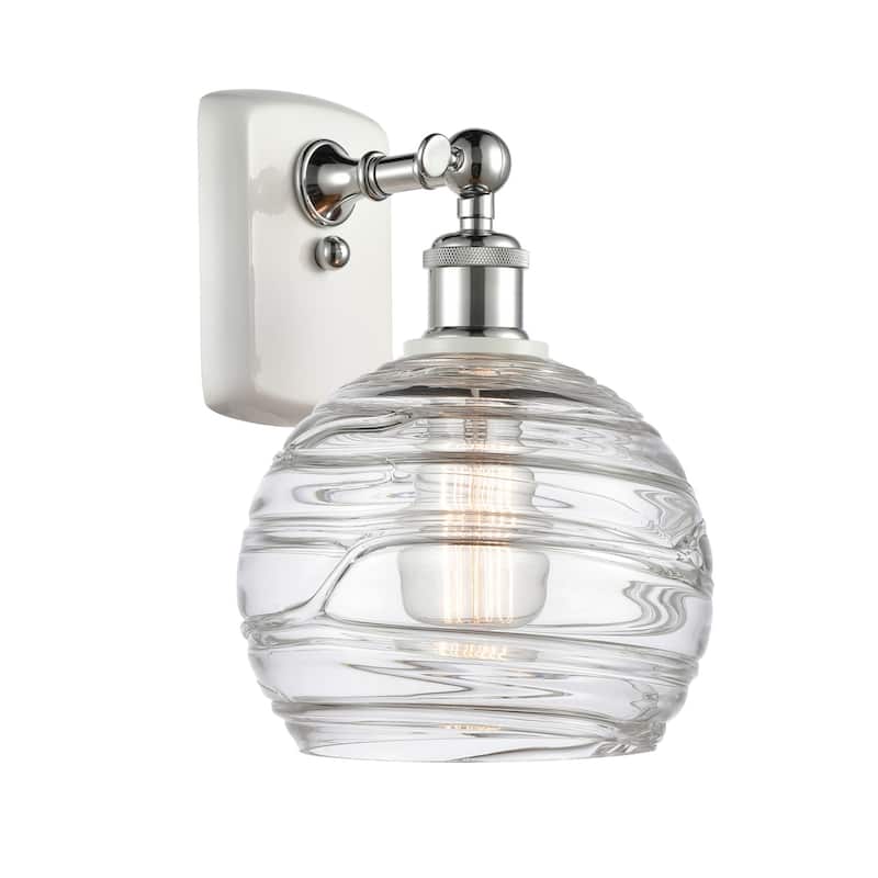 Innovations Lighting Deco Swirl 13" Tall Bathroom Sconce - White and Polished Chrome / Clear