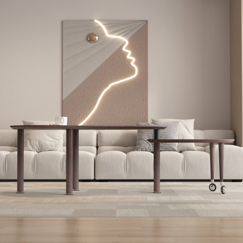 360 degree rotatable coffee table rotating cocktail table with solid rubber wood legs