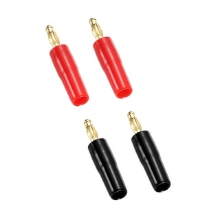 Banana Plugs Jack Connector Screw Type 4mm Gold-Plated Copper Red Black ...