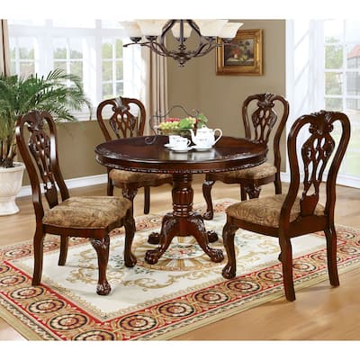 Dining Table Set in Brown Cherry Finish