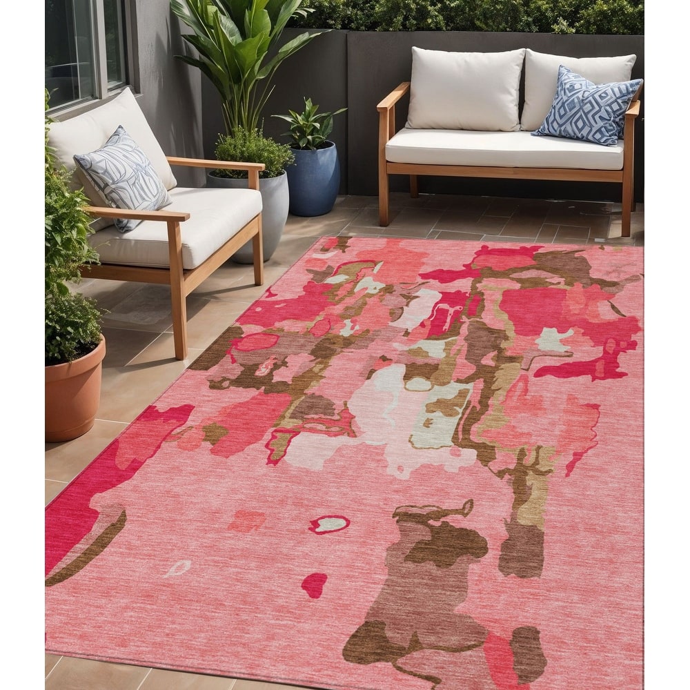 HomeRoots Abstract Transitional Rectangle Outdoor Rug