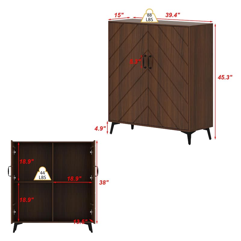 Vintage Sideboard Buffet Wooden Pantry Cabinet with Adjustable Shelves