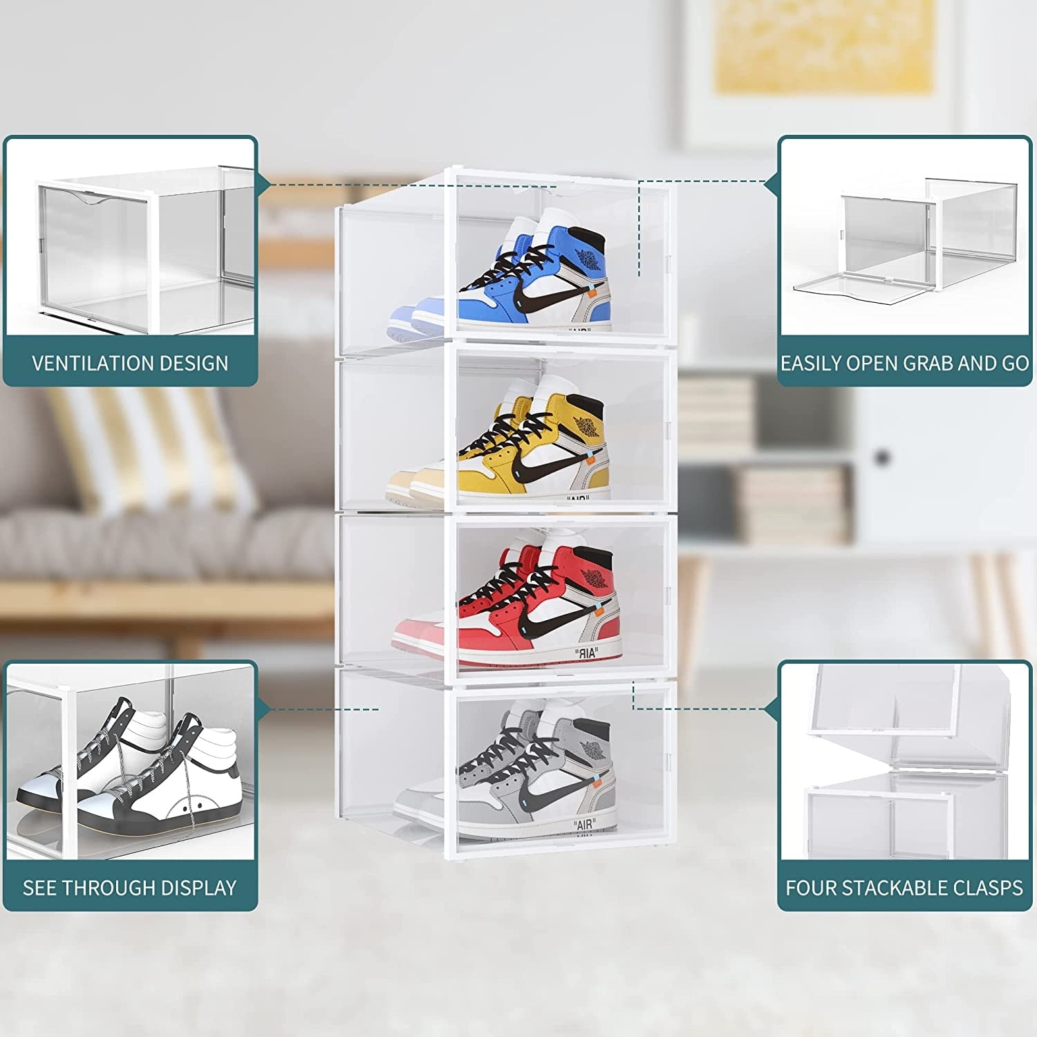 Shoe bins with lids best sale