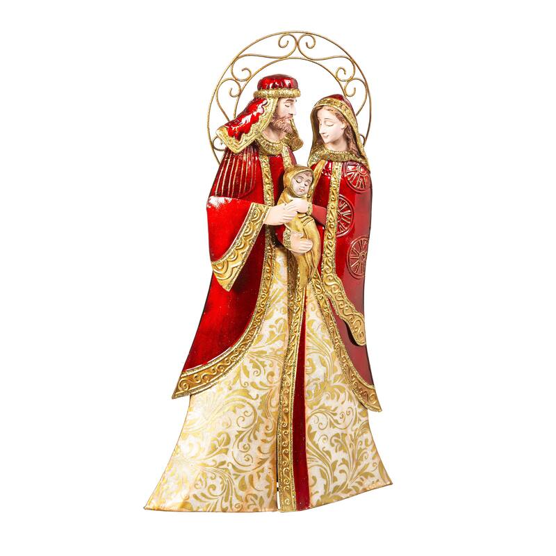 16"H Holy Family Statuary, Metal & Capiz - 16 in