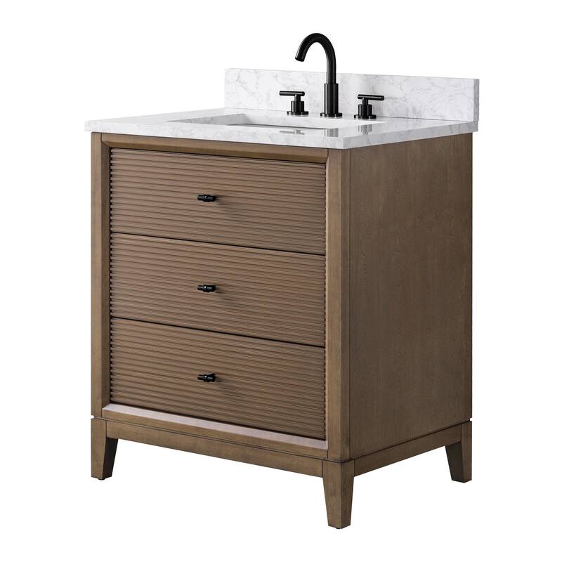 Vanity Art 36" Freestanding Bathroom Vanity with Engineered Marble Top and Sink