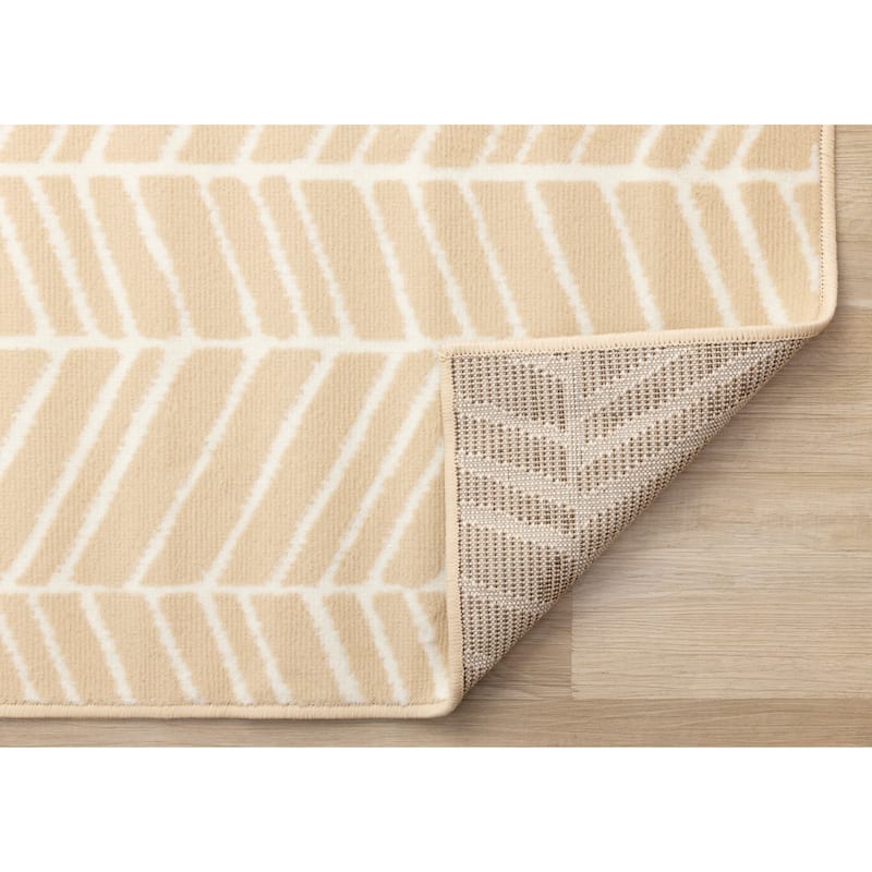 Florence Collection - Cream Beige Indoor Geometric Area Rug - 4'7" x 6'7"