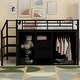 preview thumbnail 1 of 7, Twin Size Metal Loft Bed with Drawers, Storage Staircase & Small Wardrobe Black