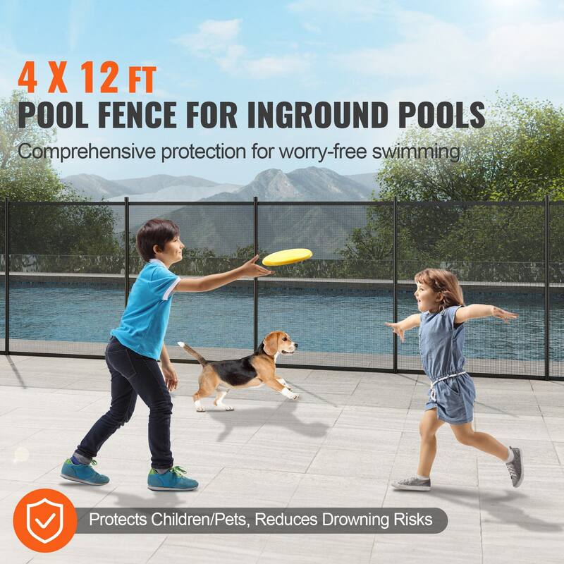 4x12 FT Pool Safety Fence for Inground Pools Kids and Pets Guard - 4x12FT