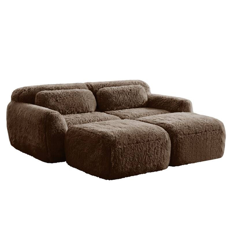 Homy Casa Chocolate Plush Fabric Non-Slip Modular Floor Sofa Sectional